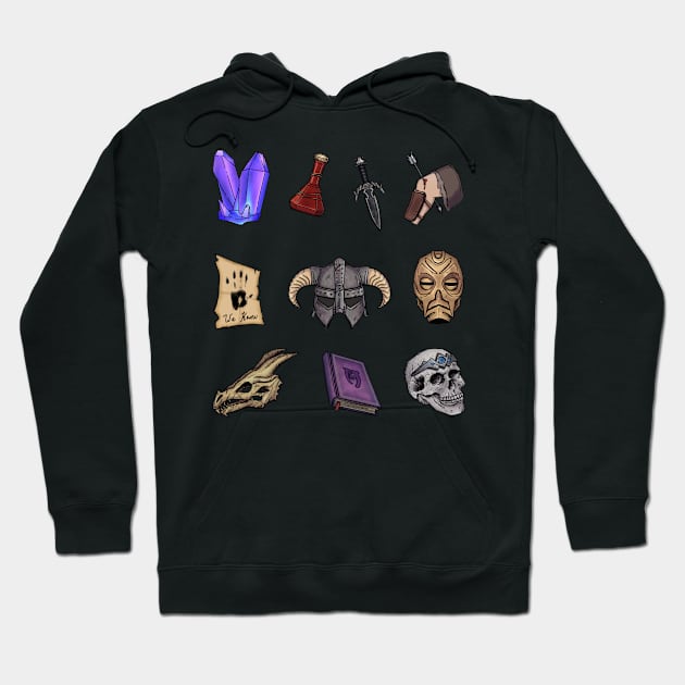 Skyrim Stickers Hoodie by LonelyBunny